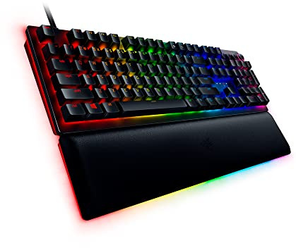 Razer Huntsman V2 Optical Gaming Keyboard: Fastest Linear Optical Switches Gen-2 w/Sound Dampeners & 8000Hz Polling Rate - Doubleshot PBT Keycaps - Dedicated Media Keys & Dial - Ergonomic Wrist Rest