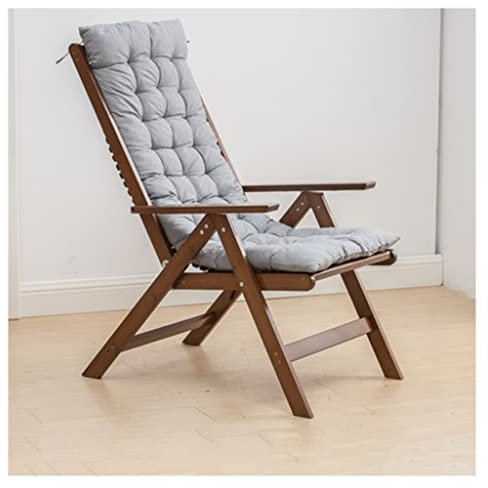 DUNAKE Liegestuhl Klappbar, Sessel Für Wohnzimmer, Ohrensessel, Verstellbarer 6-Fach Klappbarer Chaiselongue-Sessel Aus Holz Mit Armlehne Und Kissen Mid Century Modern Accent Chair Mit Fußstütze