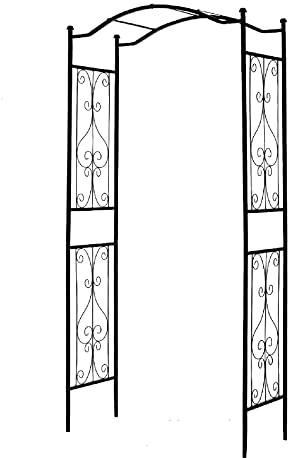 SCENDOR GARDEN Gartenbogen Pergola Rankhilfe für den Außenbereich 112x45x234 cm, Rankgitter Pflanzenstütze aus Metall, langlebiges Eisen für Kletterpflanzen mit dekorativem Drahtgeflecht - Schwarz