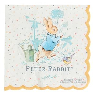 Peter Rabbit Classic Tableware Party Napkins x16, 33x33cm/13x13inch
