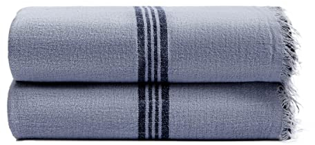 Leinendecke für Couch, Schlafsofa, vorgewaschenes Leinen, atmungsaktiv, weich, kuschelig, leicht, ganzjährig (140 x 190 cm, Blau)