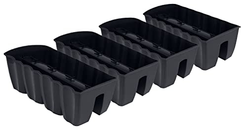 PAFEN 4 jardineras colgantes – 58,5 x 28,5 x 20,5 cm – Macetas para balcón, barandilla, antracita