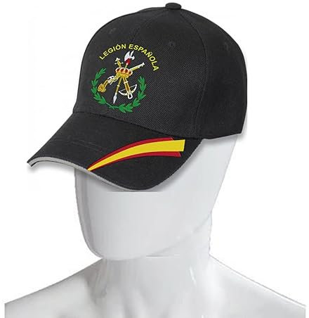 ECOMMUR Gorra La legión Gorra de Cabeza Negra con Bandera de España y Merchandising Militar/policial