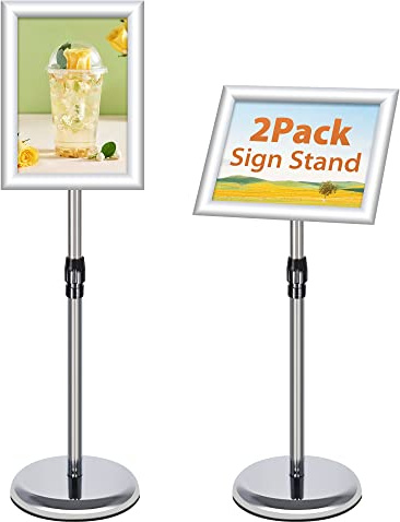 VAIIGO 2Pack Infoständer Plakatständer Informationsständer Präsentationsständer Kundenstopper Werbeständer Infoständer Höhenverstellbar Plakat Schilder Aufsteller Din A4, Silbrig