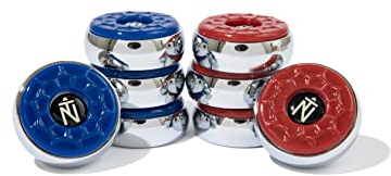 TRUE NORTH Shuffleboard Pucks, 53 mm, Set mit 8 Stück, blau/rot.