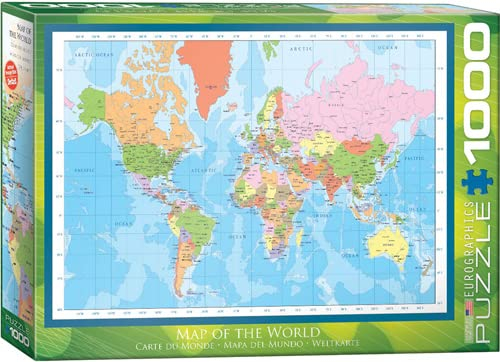 Moderne Weltkarte - Modern Map of the World - 1000 Teile Puzzle Format 68x48 cm + Deluxe 3er Set Puzzle Zubehör