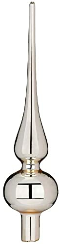 Inge Glas Christbaumspitze 26cm | Weihnachtsbaumspitze aus Glas | Hochwertige Spitze für den Weihnachtsbaum Weihnachten (Silber Glanz)