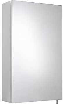 Croydex Cullen White Steel Bathroom Mirror Cabinet, Single Door Cabinet with Adjustable Internal Shelf, Pre-Assembled & All Hardware Included, Help 'n' Hang Single Person Easy Installation, 52x30x12cm