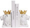 Maison Des Cadeaux Buchstützen, Motiv: König Löwe mit goldenen Kronen, einzigartige Neuheit Löwe Buchstopper, auffälliges dekoratives Regal-Display, Buchhalter, Regalzubehör
