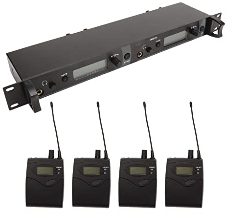 Sistema de Monitor de Auriculares Inalámbrico, 2 Canales 2/4 Bodypacks Sistema de Monitor de Oído Inalámbrico, Toma de Auriculares Estéreo de 3,5 Mm en Auriculares para Escenario
