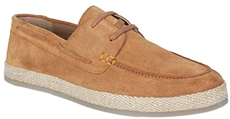 Silver Street London Men's Northolt Suede Leather Lace up Boat Shoe Casual Summer Shoe, Tan, 9
