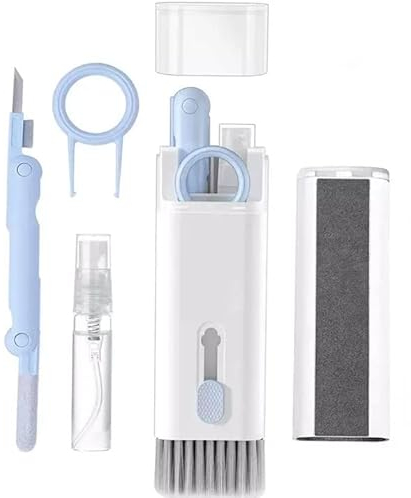 EVERCLEEN 7in1 Elektronik-Reinigungsset (blau) mit großer Bürste für Tastatur, Displays, Handy, Kopfhörer Smartphone Airpods Earbuds