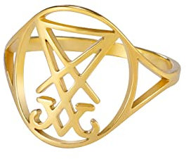 UNIFT Sigill of Luzifer Ringe für Männer Frauen Edelstahl Gothic Kirche von Luziferian Okkulten Teufel Siegel Symbol Ring Satanas Amulett Schmuck, 7, Edelstahl