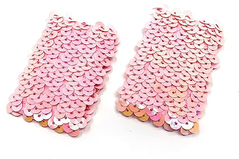 Rosa Paar 17 cm x 4,5 cm elastische Pailletten-Polyester-Armbänder für Kostümmanschetten
