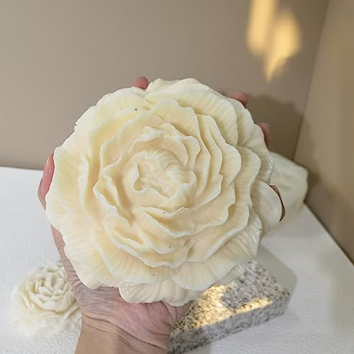 Riesige große Silikonform für Lotus, Rose, Pfingstrose, Blume, verwendet für die Herstellung von Gipskerzen, Harz, Zement, Urlaub, Opferform (große Pfingstrose)
