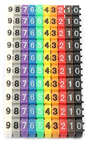 Cable Wire Marker Kit, Colorful Wire Numbering Kit Digital Number Tube Wire Number Label Tube Clip on Cable Identification Numbers Marker for Marking (100PCS KCM-2.5MM 2.5 square)