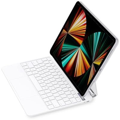 ZENLU iPad Air 13 Case with Keyboard, Trackpad, Battery Percentage Indicator, Floating Cantilever Stand, Backlit Magic-Style Keyboard Case for iPad 12.9(3/4/5/6 Gen), Air 13 (White)