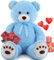 MorisMos 130cm Riesen Teddy Teddybär, 1.3m Blau Teddy bär groß XXL Kuscheltier Stofftier Plüschbär,Kinder Mädchen Freundin Frauen Mutter