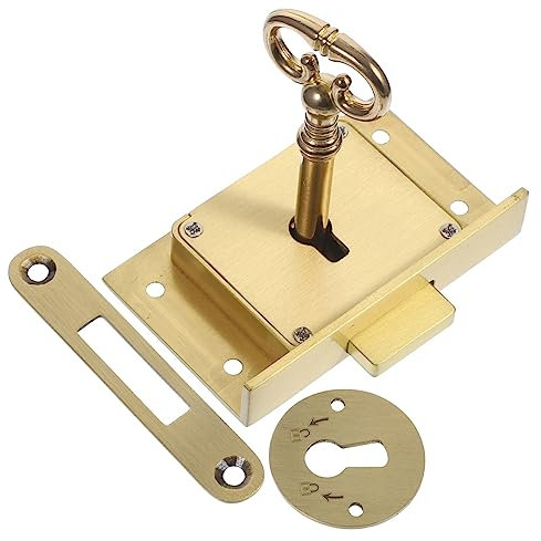 Alipis 1 Set Serrure Lourde Mate Pour Meubles Commode Tiroir Serrure De Bureau En Laiton Serrure De Tiroir Sécurisée À L'Ancienne Serrure De Classeur Serrure De Boîte En Bois Armoire
