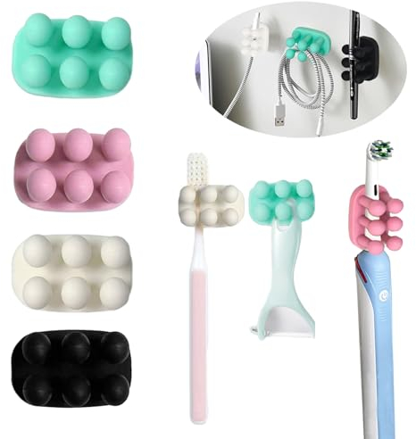 Soporte Cepillo de Dientes,Mengger 4pcs Soportes de Silicona para Cepillos de Dientes Gancho Impermeable Autoadhesivo para Cepillo de Dientes (Color)
