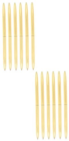 LALAFINA 12pcs Lightweight Metal Ballpoint Pen Dual Rotation Design Ink for School Office and Personal Use Elegant Gold Finish