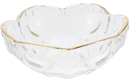 Cabilock 1 Pc Recipiente de Vidrio con Borde Dorado recipientes de Postre Plato de Mantequilla con Tapa Wok ensaladera recipientes para Alimentos mostrada Cuenco de Cristal con Borde Dorado