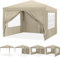 COBIZI Pavillon 3x3 Wasserdicht Stabil Winterfest Faltpavillon 3x3 Faltbar Zelt Gartenpavillon mit 4 Seitenteilen, Pop up Pavillion Klappbar 3x3m für Camping, Strand, Familientreffen (Khaki)