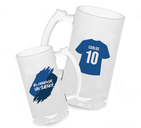 Jarra Cerveza Personalizada Fútbol Getafe | Regalo Original para Aficionados del Fútbol | Regalo Camisetas Equipos Futbol | Diseño Único y Duradero (Getafe)