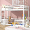 Jovify 3FT Bunk Bed with Ladder, Todder Bed Frame with Fences and Door, Children's Bed with Fall Protection and Railings, Solid Pine Wood Children Bed Floor Bed For Kids, White, 190x90cm