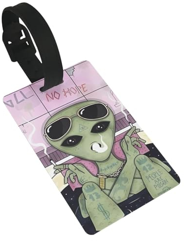 Gepäckanhänger für Koffer, Kofferanhänger, Identifikatoren für Damen, Herren, Reisen, schnell erkennen, Gepäck, Koffer, Alien, Rauchgrau