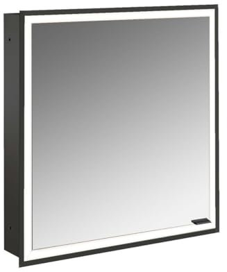 Emco Prime Facelift Lichtspiegelschrank, 600 mm, 1 Tür, Anschlag Links, Unterputzmodell, 9497, Farbe: schwarz/Spiegel