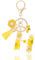 MWOOT Letter Keychain Initiale Schlüsselanhänger Buchstabe H,Alphabet Harz Blume Key Chain mit Gänseblümchen Biene Quaste Anhänger Handtasche Geldbörse Charm,Gelb Blütenblatt Keyring für Frauen(H)