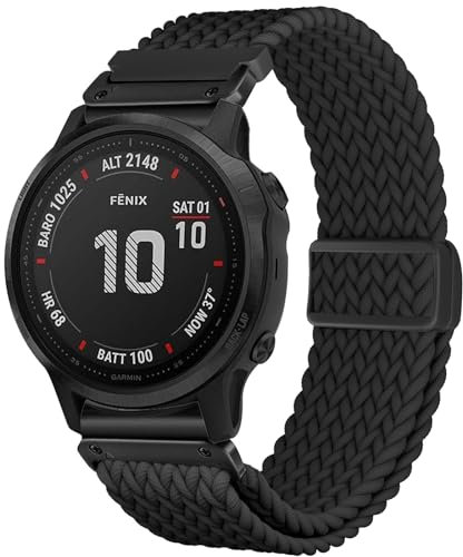 CUNUJIX Geflochtenes Armband Ersatz für Garmin Fenix 7S/ Fenix 6S/Fenix 5S/epix Pro 42mm, 20mm Quickfit Elastisch Nylon Magnetverschluss Ersatzband für Fenix 7S Solar/Fenix 6S Pro/Fenix 5S Plus