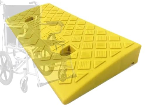 IMUNKT Rampe En Caoutchouc De Trottoir, Seuil Pour Marche Hauteur 5-13 Cm, Bordure Pour Trottoirs, Voitures, Camions, Accès, Vélos, Motos, Chiens, Fauteuils Roulants (Yellow,50*22*5cm)