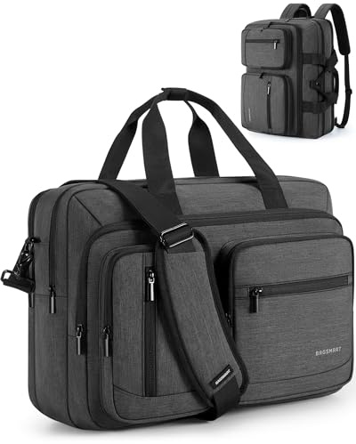 BAGSMART 3 In 1 Laptop Bag for Men, Computer Briefcase 17.3 Inch Laptop Water-Repellent Shoulder Bag, Computer Bag Business Travel Office, Black