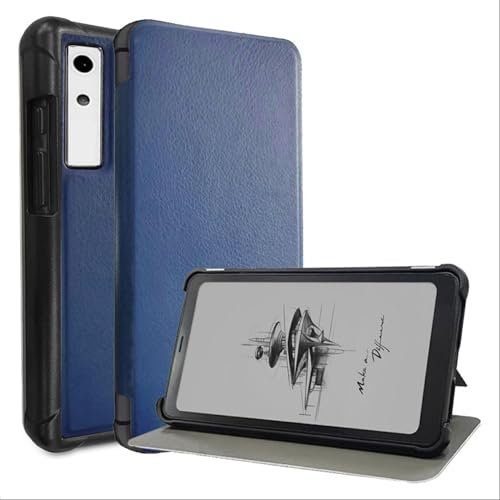 GIOPUEY Cover Compatibile con Onyx Boox Palma/Kant 6.13, Flip Pelle Custodia, Pelle case con Staffa, Protezione a 360° - Blu scuro