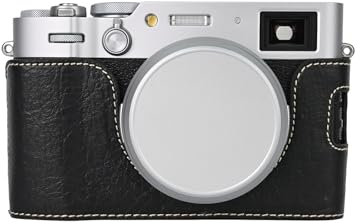 X100VI Half Case,PU Leather Retro Portable Protective Case Compatible with Fujifilm X100VI Camera (Black)