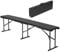 Durable 6ft Folding Bench Seat - L 70.87’’ x W 11.02’’ x H 16.93’’ (180 x 28 x 43 cm) - Portable Black Plastic Bench with Convenient Carry Handle - Perfect for Garden, Picnic, Party, and Camping