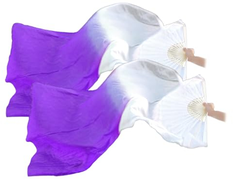 Anlising 1 Pair Silk Belly Dance Fan, Silk Long Fans, Belly Dancing Long Folding Fans, Belly Dance Silk Fan Veil, Belly Dance Bamboo Fan, Silk Fans Dance, Dance Fan Square, for Belly, National Dance