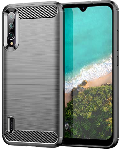 Max Power Digital Funda para móvil Xiaomi Mi A3 Carcasa Protectora Antigolpes Silicona Negra Diseño Fibra de Carbono Resistente Absorción de Choque [Compatible Carga Inalámbrica]