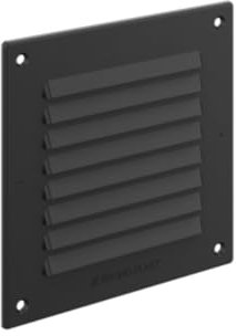Lüftungsgitter Schlitz-Gitter Abluftgitter Lamellengitter mit Insektennetz ABS-Kunststoff Eckig (Schwarz-RAL9005, 17cm x 17cm)
