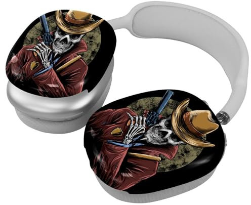 Schutzhülle für AirPods Max Kopfhörer, 2 Paar Anti-Kratz-Ohrmuscheln Abdeckung für AirPod Max, Zubehör Schutzhülle - Rote Jacke Skul hält Pistole