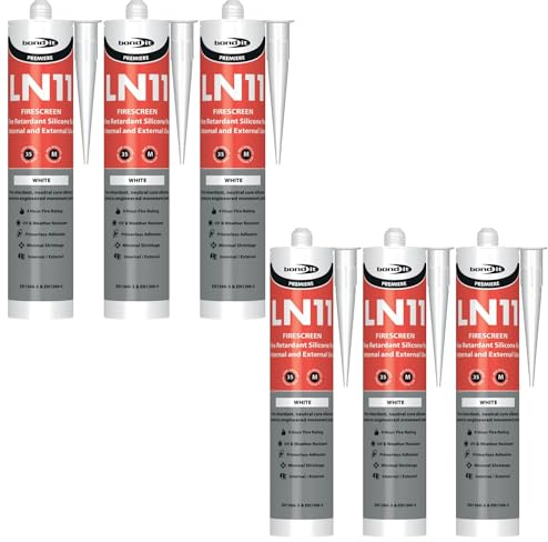 Bond It LN11 Firescreen Silicone Sealant – 6x White, 310ml | Fire Resistant Neutral Cure Sealant with 4-Hour Fire Rating | Primerless Adhesion – Minimal Shrinkage – UV & Weather Resistant