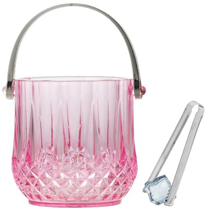 Pasdrucn 1.2L Sektkühler Schale Mit Zange, Plastik Sekt Weinkühler Sektkühler Flaschenkühler Kunststoff, Eiskübel Kalte Getränke Getränkekühler Bierkübel Für Bar Party (Rosa)