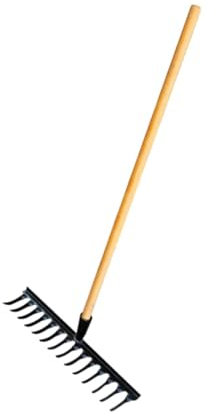 Fonowx Rake de jardín para Hojas de Madera Manejo de Madera rastrillo de Paja para Recoger Hojas en el Patio Trasero, 14 Dientes