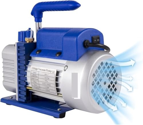 Pompe à Vide D’air Pompe à Vide De Réfrigération à 1 étage avec/sans Manomètre De Collecteur 1,8 Cfm-12 Cfm Réfrigérant Climatisation Entretien CVC, 1.8cfm 1-4hp Gauge, 1