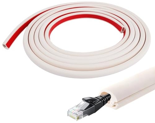 3 Meter Kabelkanal Selbstklebend für Wände, Decken, Böden Kann, Fußleisten | Flexibler Kabelkanal Halbrund, Kabel Verstecken, Halbrund Kabelabdeckung Kabelschacht, kabelschacht Weiss, Kabelkanäle