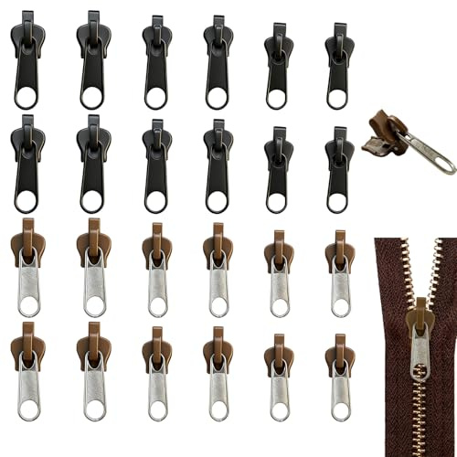 XILEPINGAN 24 Pezzi Cursore Chiusura lampo, Cursore Cerniera Ricambio, Zipper Cerniera Lampo Sostituzione Universale, Zip Rimovibile Cursore Cerniera, per Giacche Borse Valigie