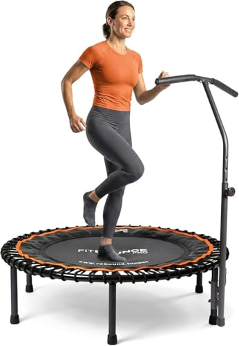 MXL FIT Bounce PRO Bungee Rebounder med T-Bar Handtag - Premium inomhus mini-trampolin för vuxna tyst låg-impakt studs, halvvikning med vikbara stålben och bärpåse - 102 cm 181 kg gräns