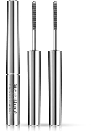 Iron Eye Mascara Mit Metallbürste, Natürliche, Verlängernde Und Pflegende Mascara, Borstenlose Metallwimpernbürste, Waschbare Metal Wand Mascara, Wimperntusche Für Ältere Und Junge Frauen (2Pcs)